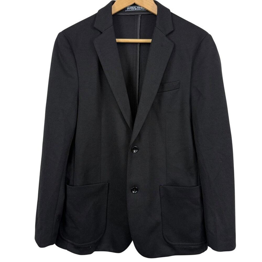 PJ Paul Jones Mens Knit Stretch Washable Suit Jacket Solid Black Blazer sz M